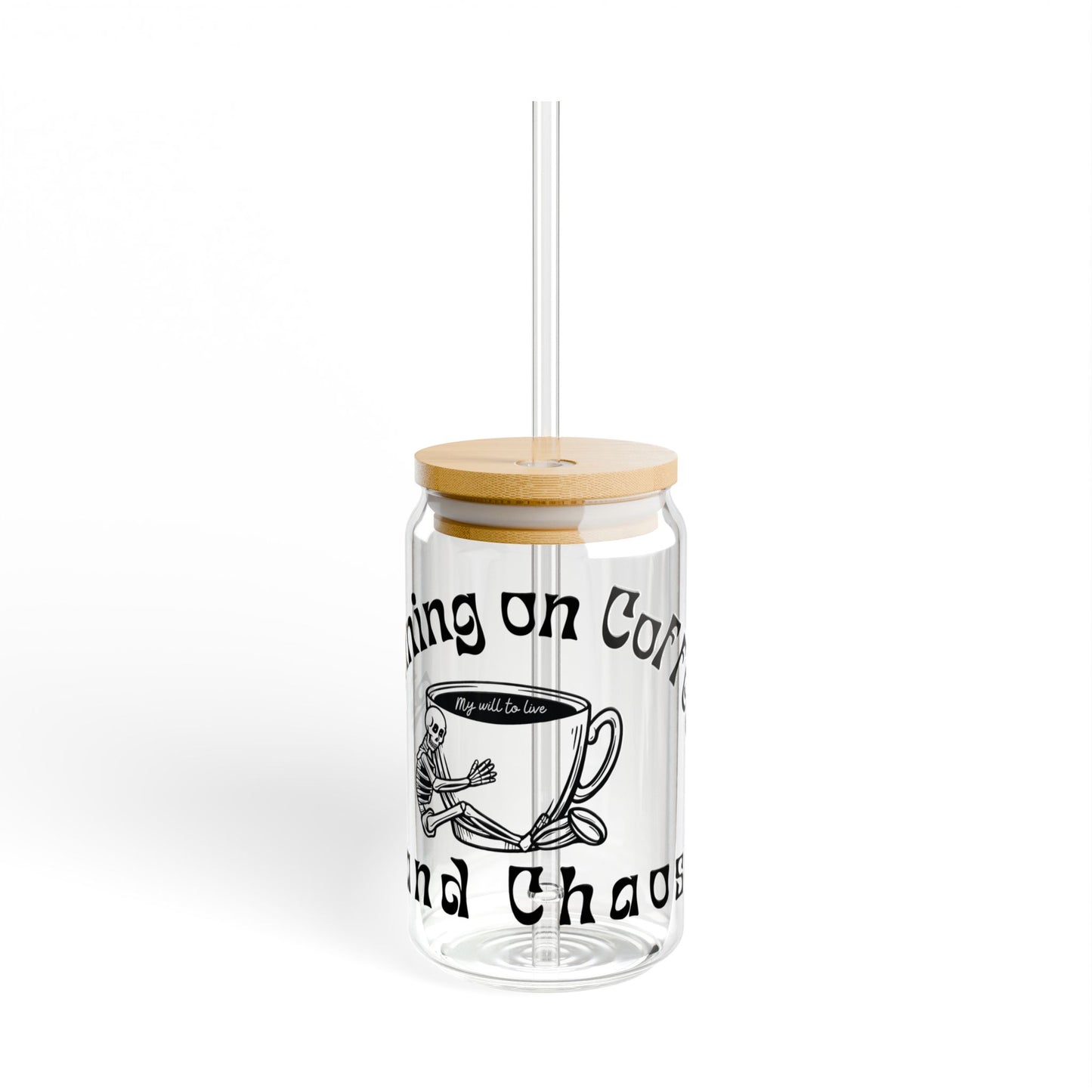 Coffee and Chaos Iced Coffee Glass, (16oz)