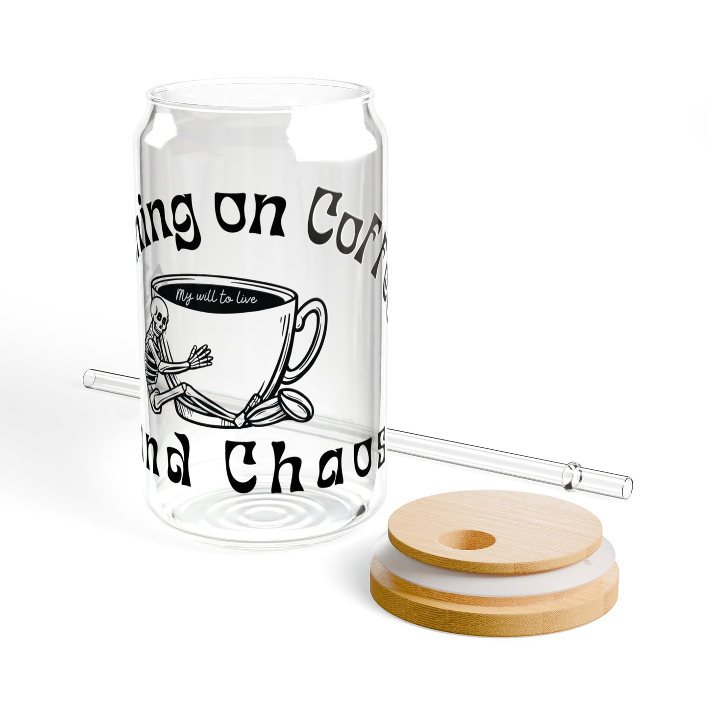 Coffee and Chaos Iced Coffee Glass, (16oz)