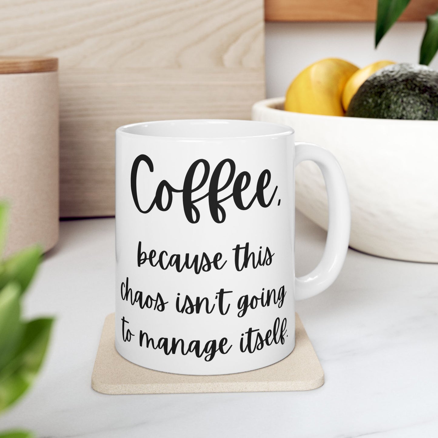 Coffee and Chaos Ceramic Mug, (11oz, 15oz)