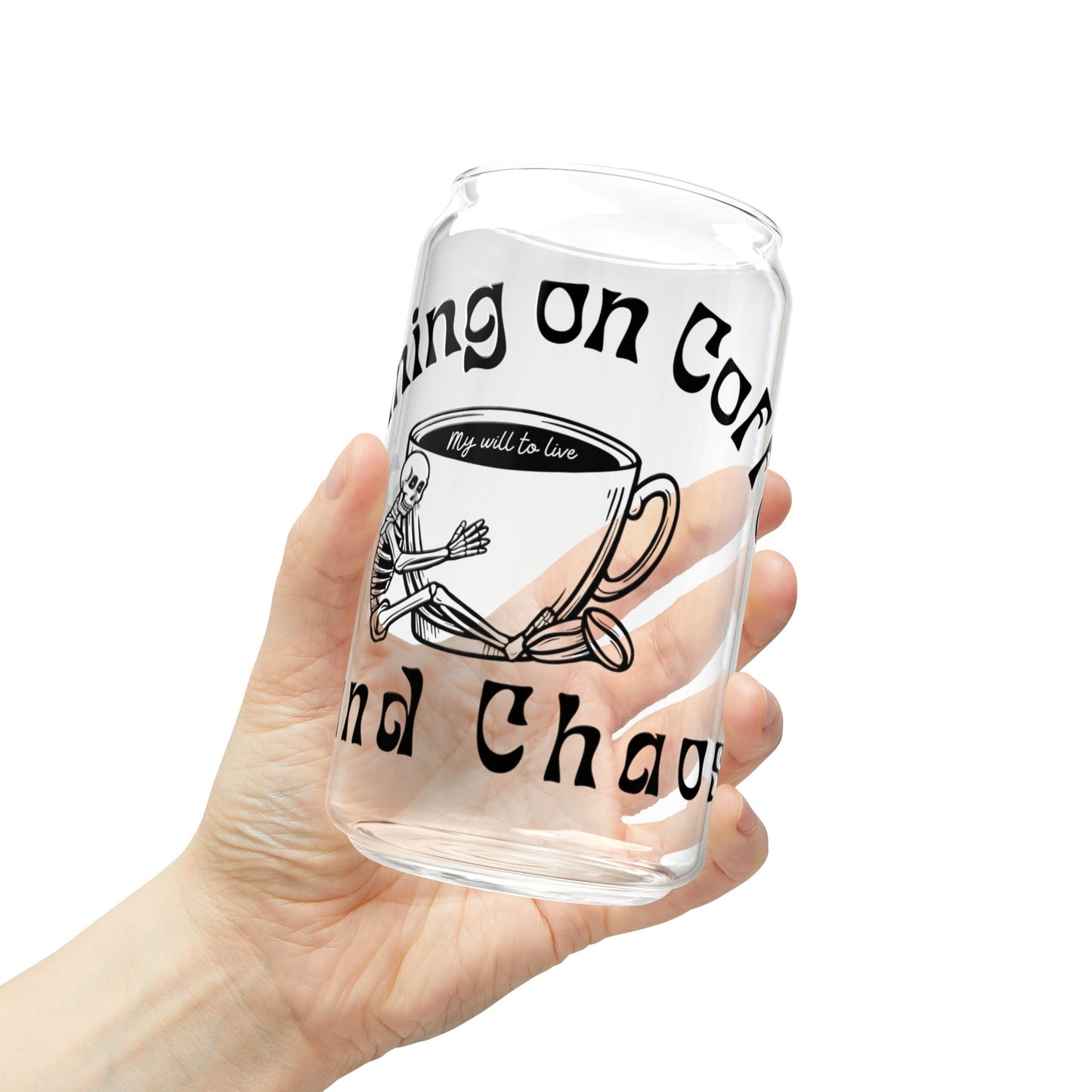 Coffee and Chaos Iced Coffee Glass, (16oz)