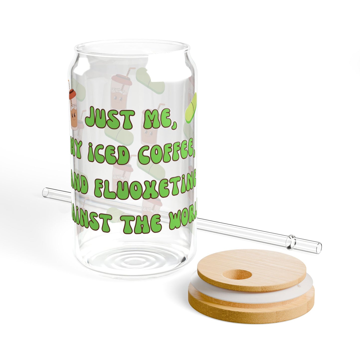 Anti-Anxiety Iced Coffee Glass, (16oz) - Fluoxetine