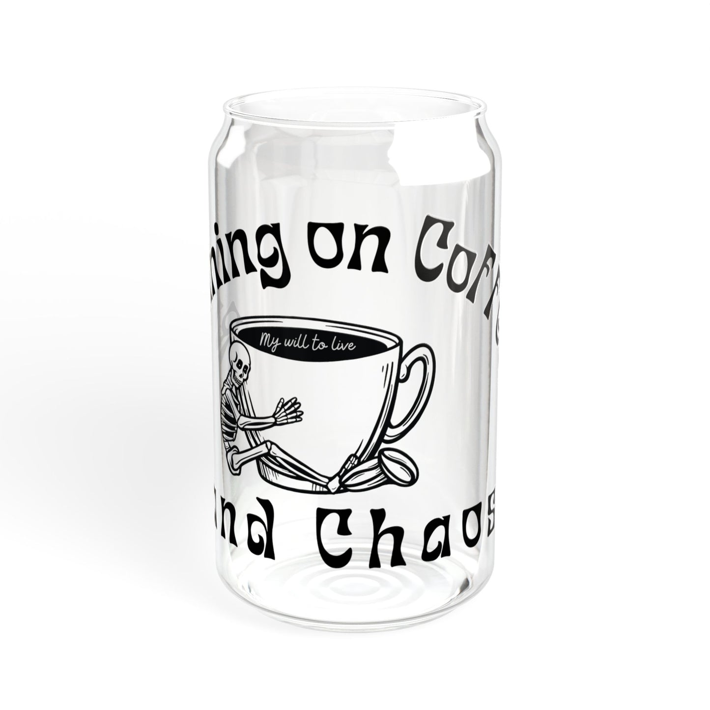 Coffee and Chaos Iced Coffee Glass, (16oz)