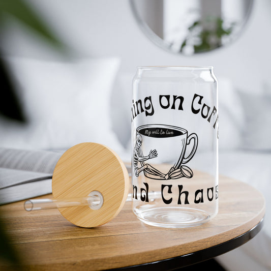 Coffee and Chaos Iced Coffee Glass, (16oz)