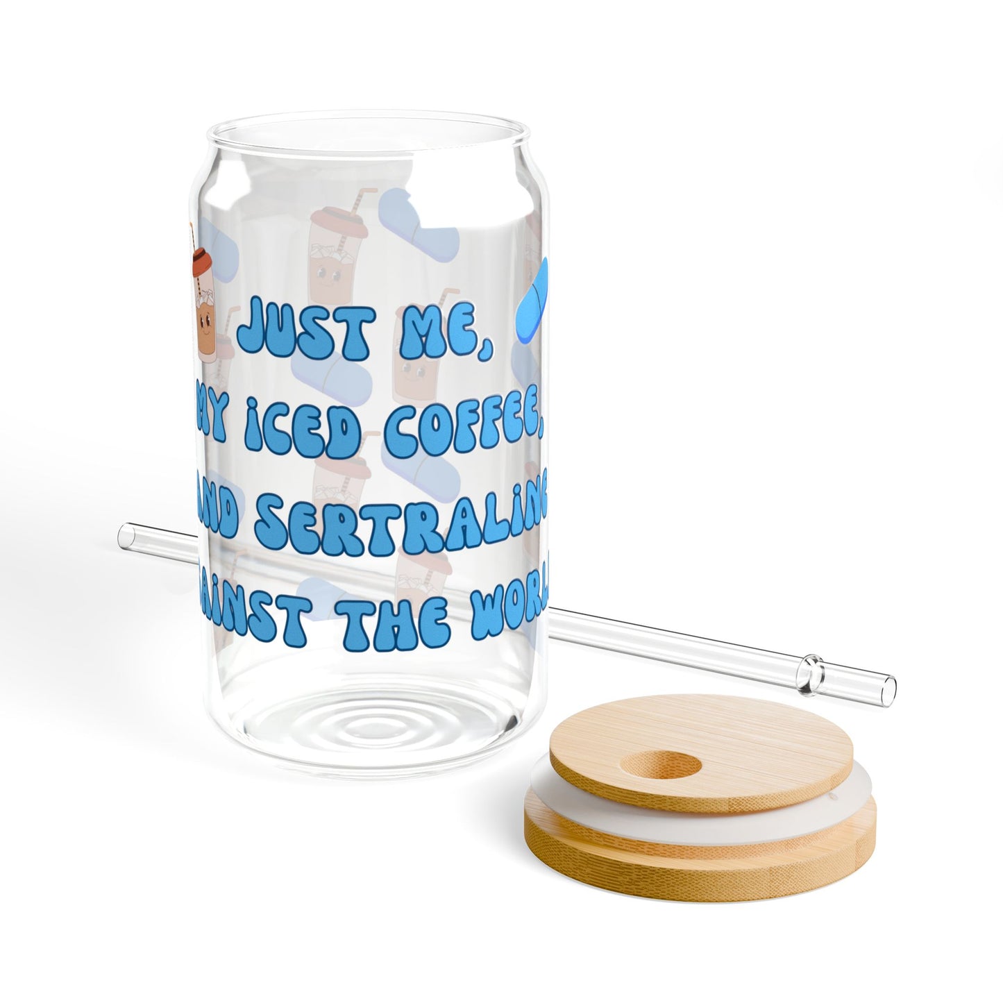 Anti-Anxiety Iced Coffee Glass, (16oz) - Sertraline