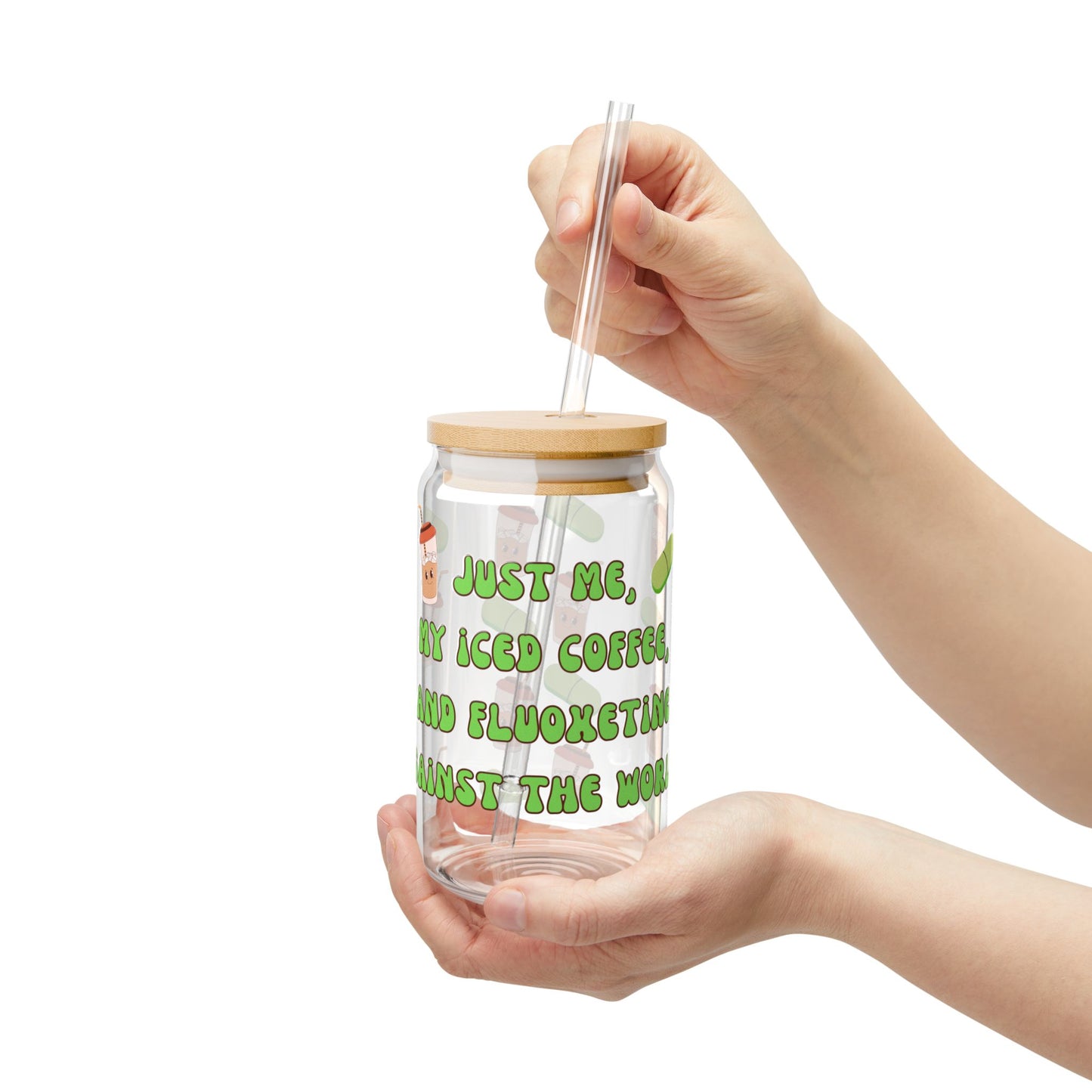 Anti-Anxiety Iced Coffee Glass, (16oz) - Fluoxetine
