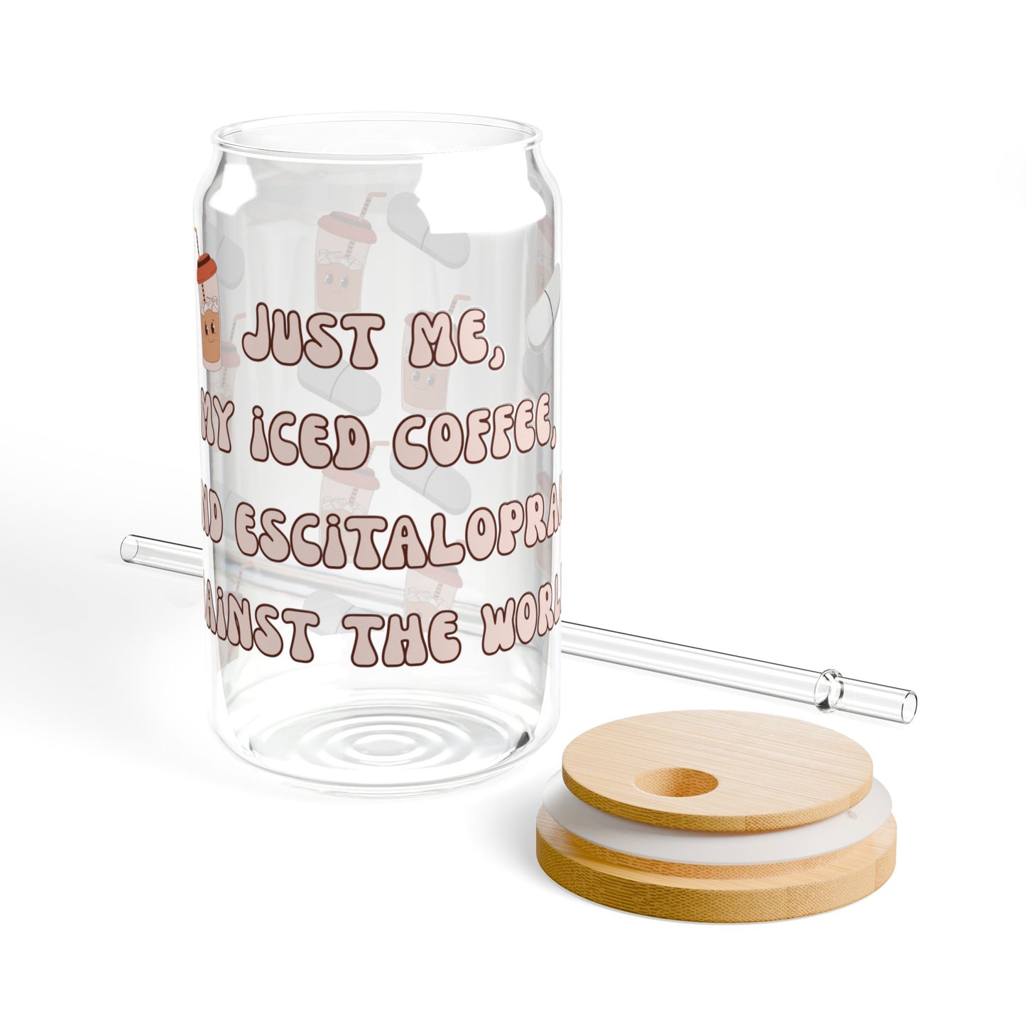 Anti-Anxiety Iced Coffee Glass, (16oz) - Escitalopram